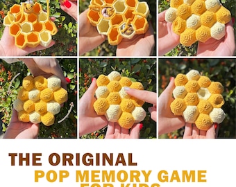 Patrón de crochet para el juego de memoria BEE POP ORIGINAL, abeja de crochet, juego de memoria de abeja de crochet, patrones de crochet de abeja amigurumi, patrón en PDF