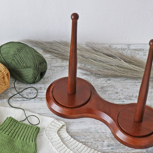 Yarn Ball Wooden Holder Double Yarn Holder Wooden Holder For Yarns Double Holder For Yarn Balls Revolving Double Yarn Bowl