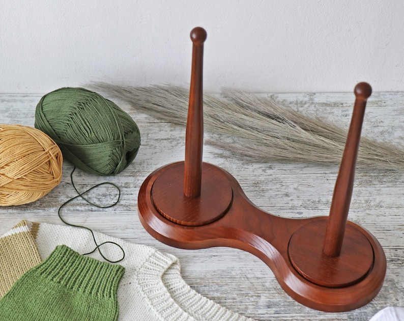 Yarn Ball Wooden Holder. Double Yarn Holder. Wooden Holder for Etsy