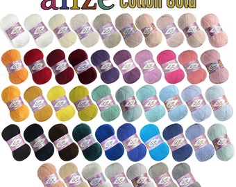 Alize Cotton Gold Yarn Sport Weight Cotton Summer Yarn Crocheting Knitting Amigurumi 65 Colors, 3.5 oz, 361 yds