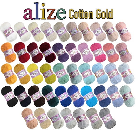 Alize Cotton Gold Yarn Sport Weight Cotton Summer Yarn Crocheting Knitting Amigurumi 65 Colors, 3.5 oz, 361 yds