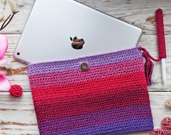 かぎ針編みの花柄iPadスリーブパターン：DIYタブレットカバー