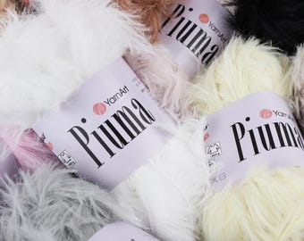 YARNART PIUMA - Polyester Garn, Flauschgarn, Wimperngarn, Weiches Garn, Strick- und Häkelgarn, Pelzgarn, 50 g/qm
