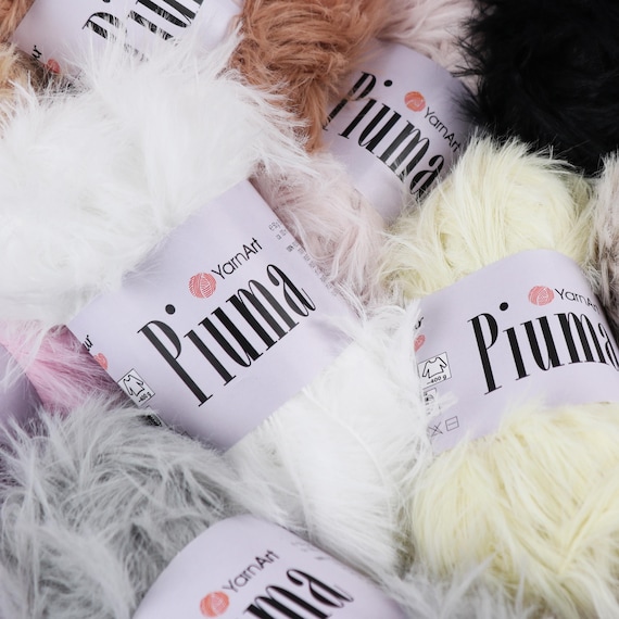 YARNART PIUMA - Polyester Yarn, Fluffy Yarn, Eyelash Yarn, Soft Yarn, Knitting and Crocheting Yarn, Furry Yarn, 1.76 Oz, 109.36 yds