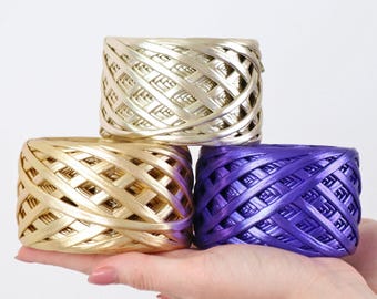 T-Shirt Yarn, PREMIUM YARNS LEATHER Metallic T-Shirt Yarn, Crochet Leather Look Yarn, T-Shirt Yarn Bag, Crochet Purse Bulky Yarn