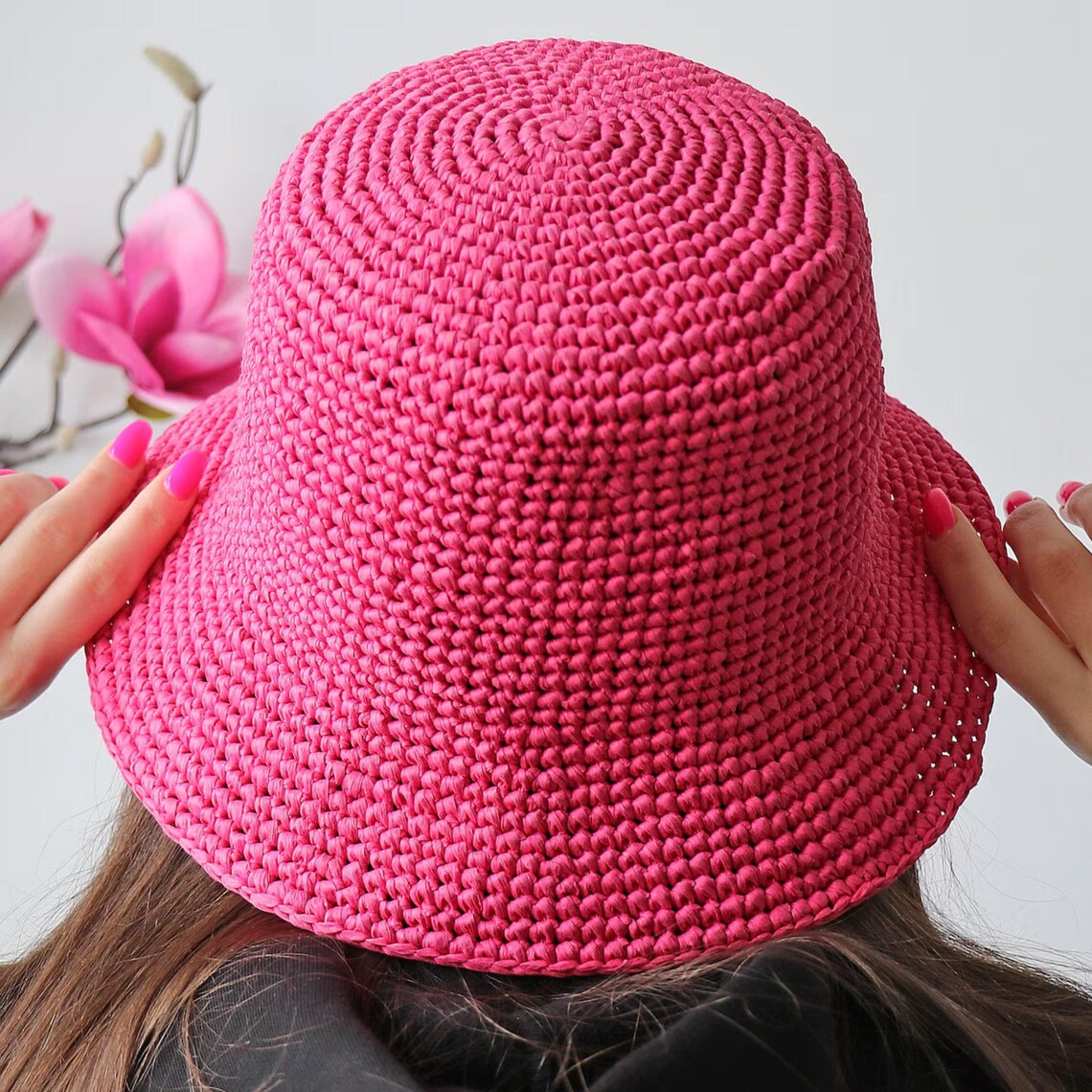 Crochet Bucket Hat Kit, Pattern + Raffia Yarn, Easy PDF Beginner Summer ...