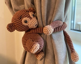 Crochet Monkey & Banana Curtain Tie Pattern: Amigurumi Nursery Decor (PDF Pattern)