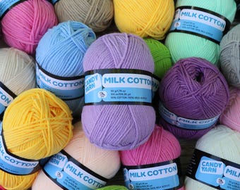 Filato di cotone Milk a 4 capi, 40 colori, filato misto acrilico DK, per maglia, uncinetto e amigurumi, 1,75 oz / 100 m