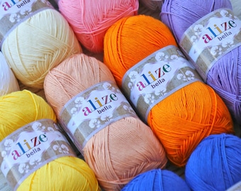 Alize Bella 100, Cotton Yarn, Sport Weight for Crochet, Knitting