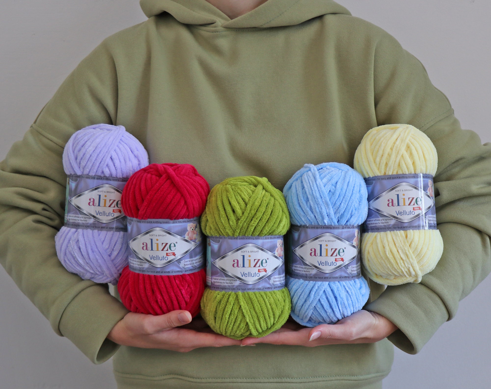 SET 5 SKEINS Chenille Chunky Yarn. Color to Choice. Amigurumi Etsy