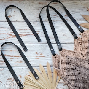 Genuine Leather Handbag Straps, Black & Brown Tote Bag Handles