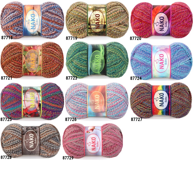 NAKO BOHO, SOCK Yarn 41 Colors, Merino Wool Sock Yarn, Fingering Sock ...
