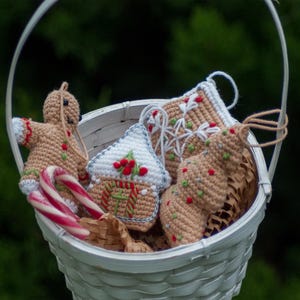 Crochet Christmas Ornaments Pattern: Gingerbread Decorations (PDF)