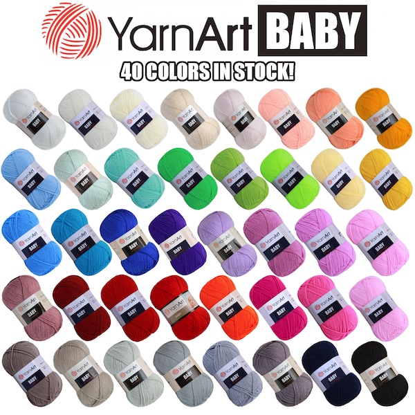 YarnArt BABY Hilo Acrílico Suave, 40 Colores, Hilo de Ganchillo, Hilo de Tejer, 2 Hilos Deportivos de Peso Fino, Hilo Amigurumi, Opción de Múltiples Colores