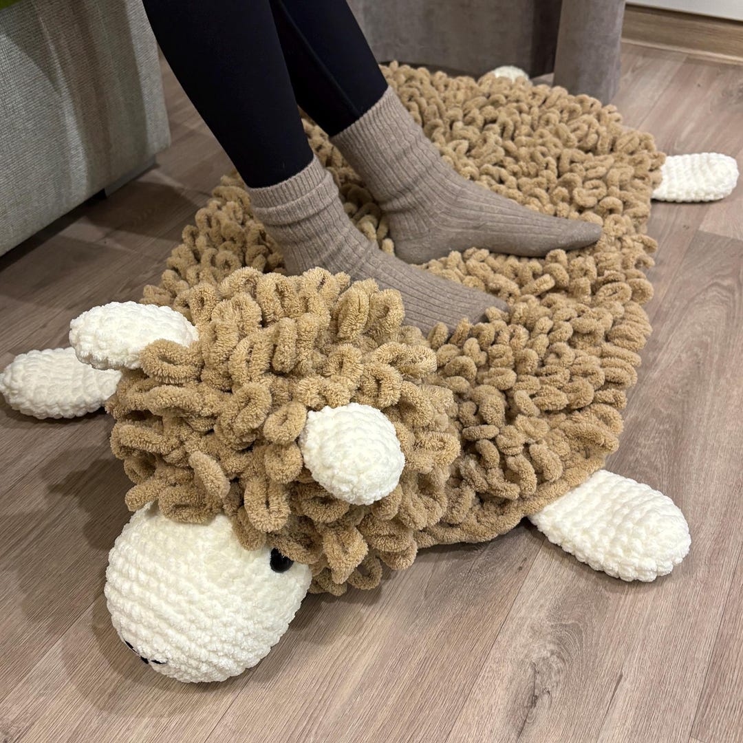 CROCHET PATTERN Sheep Rug, Fluffy Kids Rug DIY, Knitting Pattern, Loop ...