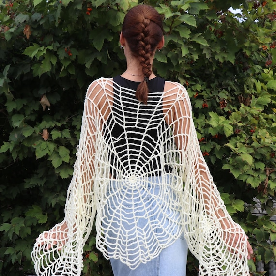 Halloween Party Crochet Sweater, Halloween Crochet Wear, Handmade Web  Sweater, Crochet Spider Mesh, Fall Sweater, Halloween Costume - Etsy