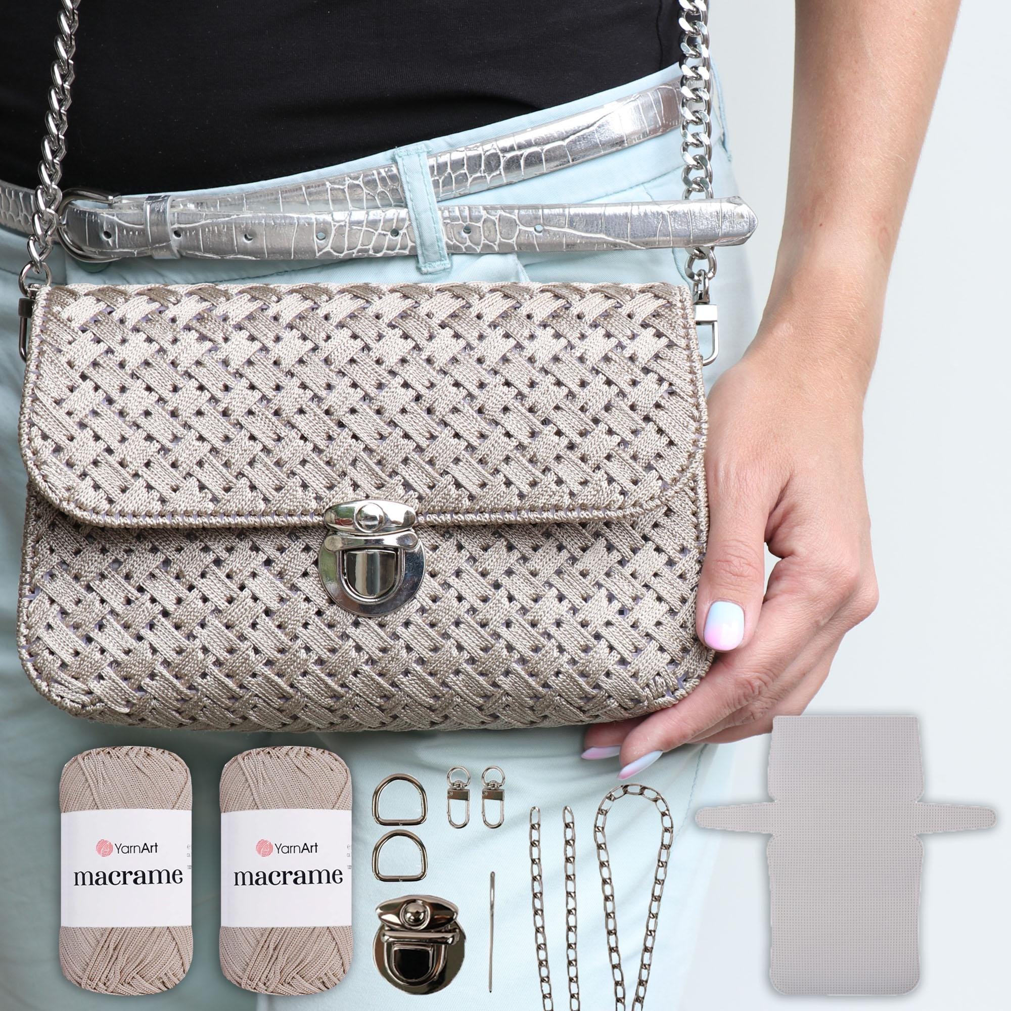 Embroidery Purse Kit, Macrame Yarn Cross Body Bag DIY Craft, PDF ...