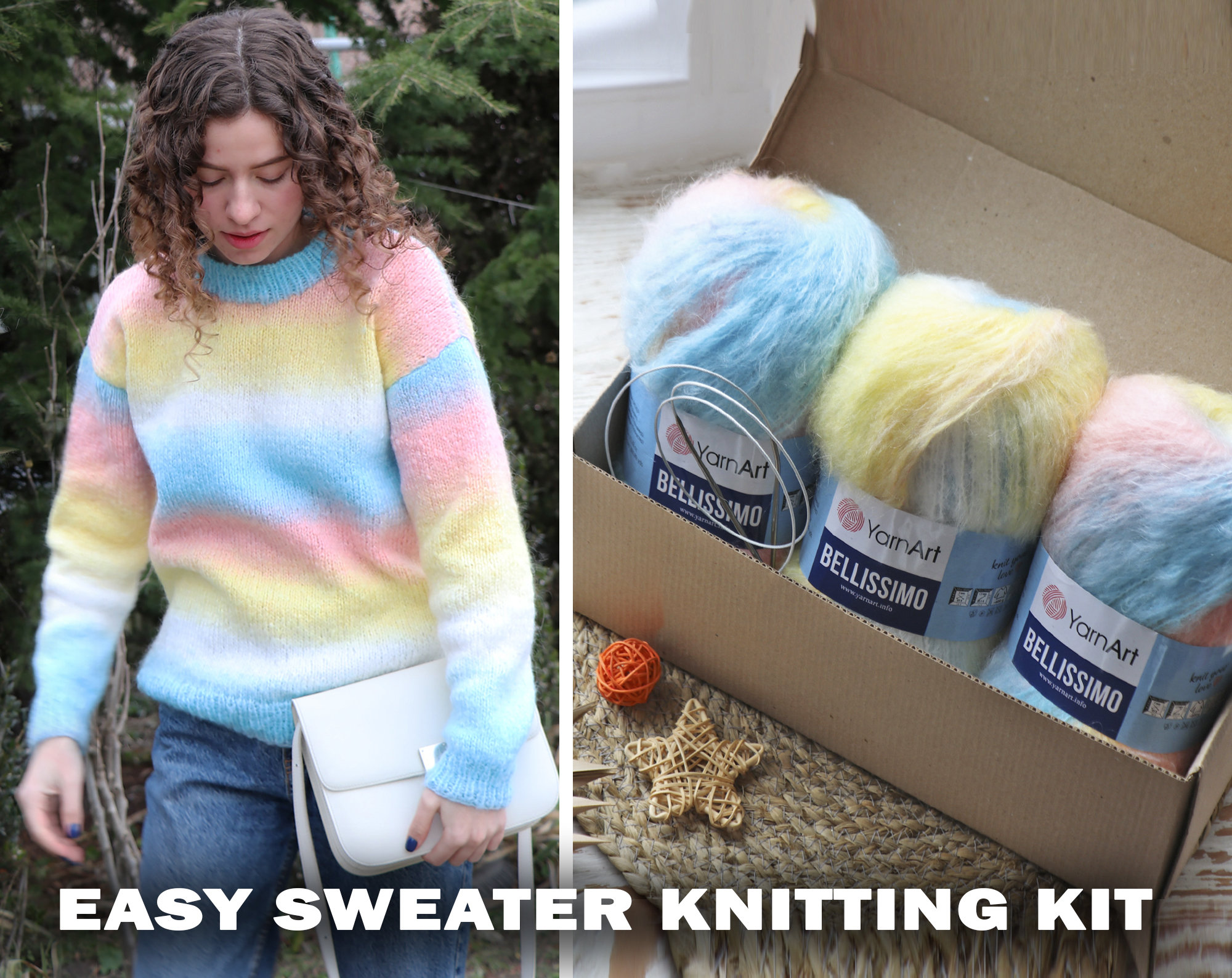 BEGINNER KNITTING KIT Knitting Kit Sweater Knitting Kit - Etsy