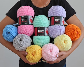 Hilo de chenilla para amigurumi, 43 colores, hilo para amigurumi, hilo de felpa, hilo de chenilla grueso, hilo de terciopelo para tejer, hilo suave para bebés, 100 g / 122 m