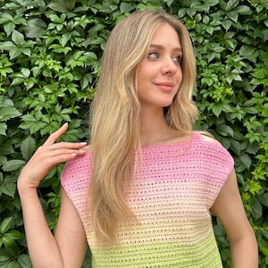 Crochet Summer Top Pattern: Easy Open Shoulder Tee (PDF Pattern)
