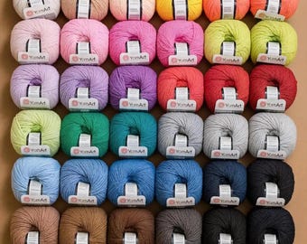 YARNART COTTON YARN, 62 colors, Knitting Yarn, Baby Yarn, Amigurumi Yarn, Shawl Yarn, Acrylic Yarn, Cotton Blend Yarn 1.75 oz / 174 yds