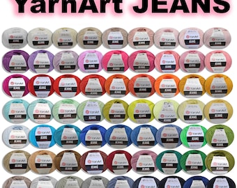 YARNART JEANS, 62 colores, Hilo de punto, Hilo de bebé, Hilo Amigurumi, Hilo de chal, Hilo de jeans, Hilo acrílico, Hilo de algodón 1.75 oz / 174 yds