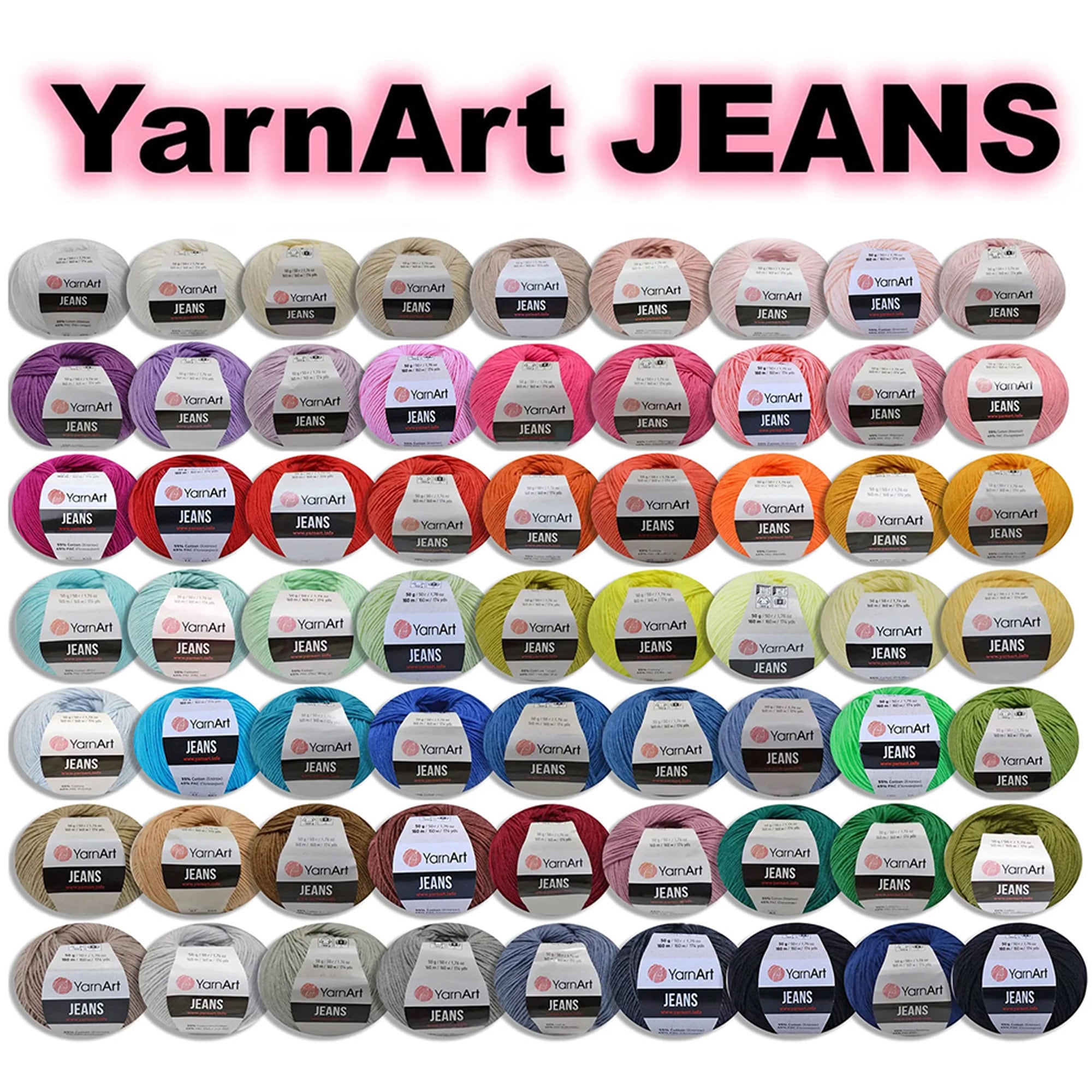  55% Cotton 45% Acrylic YarnArt Jeans Sport Yarn 1 Skein/Ball 50  gr 174 yds (40)