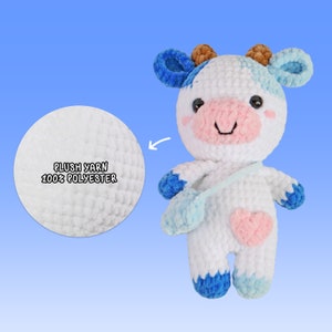 BEGINNER CROCHET KIT Amigurumi Cow, Easy Starter Crochet Kit, Amigurumi Kit, Diy Craft Kit Gift, Learn How To Crochet Kit, Amigurumi Cow image 5