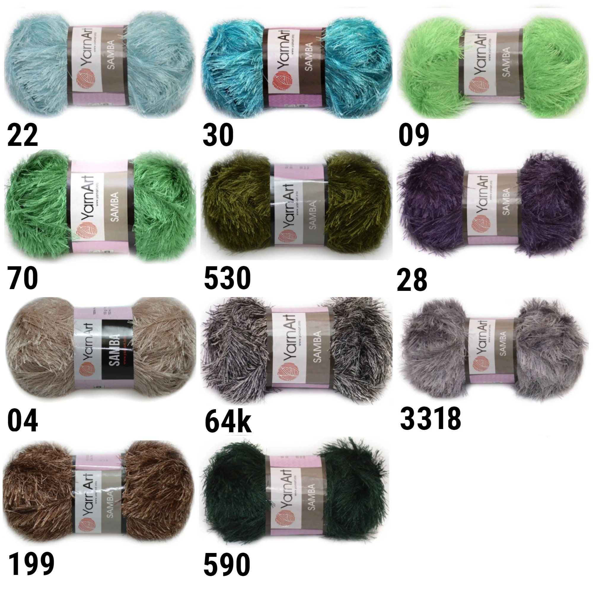 Verybrain - VB ♡ fancy yarn knit YARNART SAMBA 29 COLORS, Fantasy Yarn, Eyelash Yarn, Fur