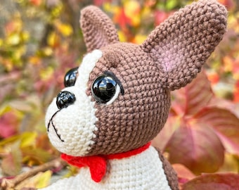 Wzór na szydełko buldoga francuskiego, wzór na szczeniaka amigurumi w formacie PDF, do pobrania natychmiast