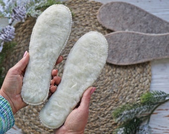Sheepskin Insoles, Wool Shoe Inserts, Warm Winter Soles (Sizes 36-40)