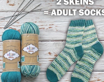 Alize Superwash Artisan, Sock Yarn, Knitting Yarn, Wool Yarn, Self Stripping Yarn, Batik Yarn, Sock Yarn Hosiery 32 Colors