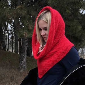 Crochet Hood Poncho Cowl, PDF Crochet Pattern, Cozy Hooded Cowl, Boho Scarves with Hood, Warm Snood, Beginner Easy Clothing for Her