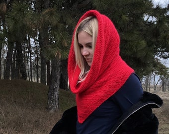 Crochet Hooded Cowl Pattern, Easy Beginner Boho Scarf PDF Pattern