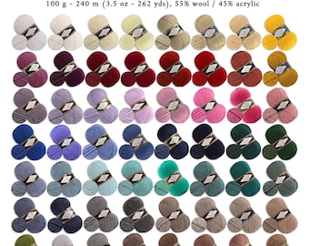 Alize Lanagold DK Wool Blend Yarn: 57 Colors (3.5 oz)