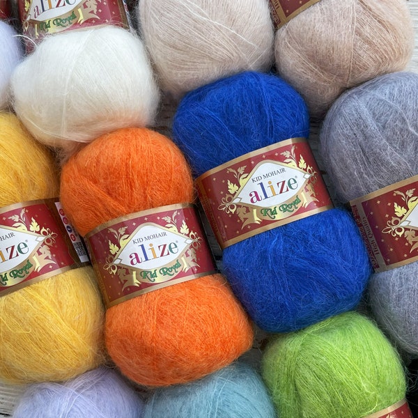 ALIZE KID ROYAL, fil de mohair, fil de laine, fil de fourrure, fil de châle, fil de pelage, très fin, fil de dentelle, fil chaud, 62 % mohair, 500 g, 547 yards