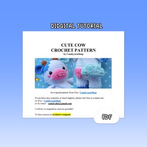 BEGINNER CROCHET KIT Amigurumi Cow, Easy Starter Crochet Kit, Amigurumi Kit, Diy Craft Kit Gift, Learn How To Crochet Kit, Amigurumi Cow image 6