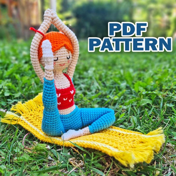 Amigurumi Yogi Girl Häkelanleitung, Puppe PDF Pattern meditieren