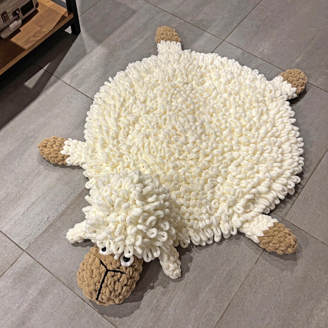 CROCHET PATTERN Sheep Rug, Fluffy Kids Rug DIY, Knitting Pattern, Loop ...