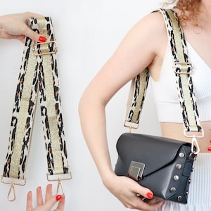 Wide Cotton Bag Strap, 2 Inch Adjustable Bag Handle, Gold Hardware