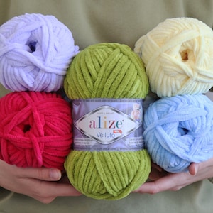 Alize Velluto Chenille Yarn, Super Bulky Plush Yarn for Amigurumi Toys and Baby Blankets, 43 Colors Ships from USA