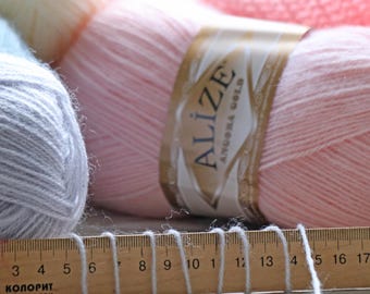 Alize Angra Gold, Wool Yarn, Acrylic yarn, Woll Blend, Super Fine Weight Yarn, Mohair Yarn, 3.5 oz / 601 yds, Fingering Yarn