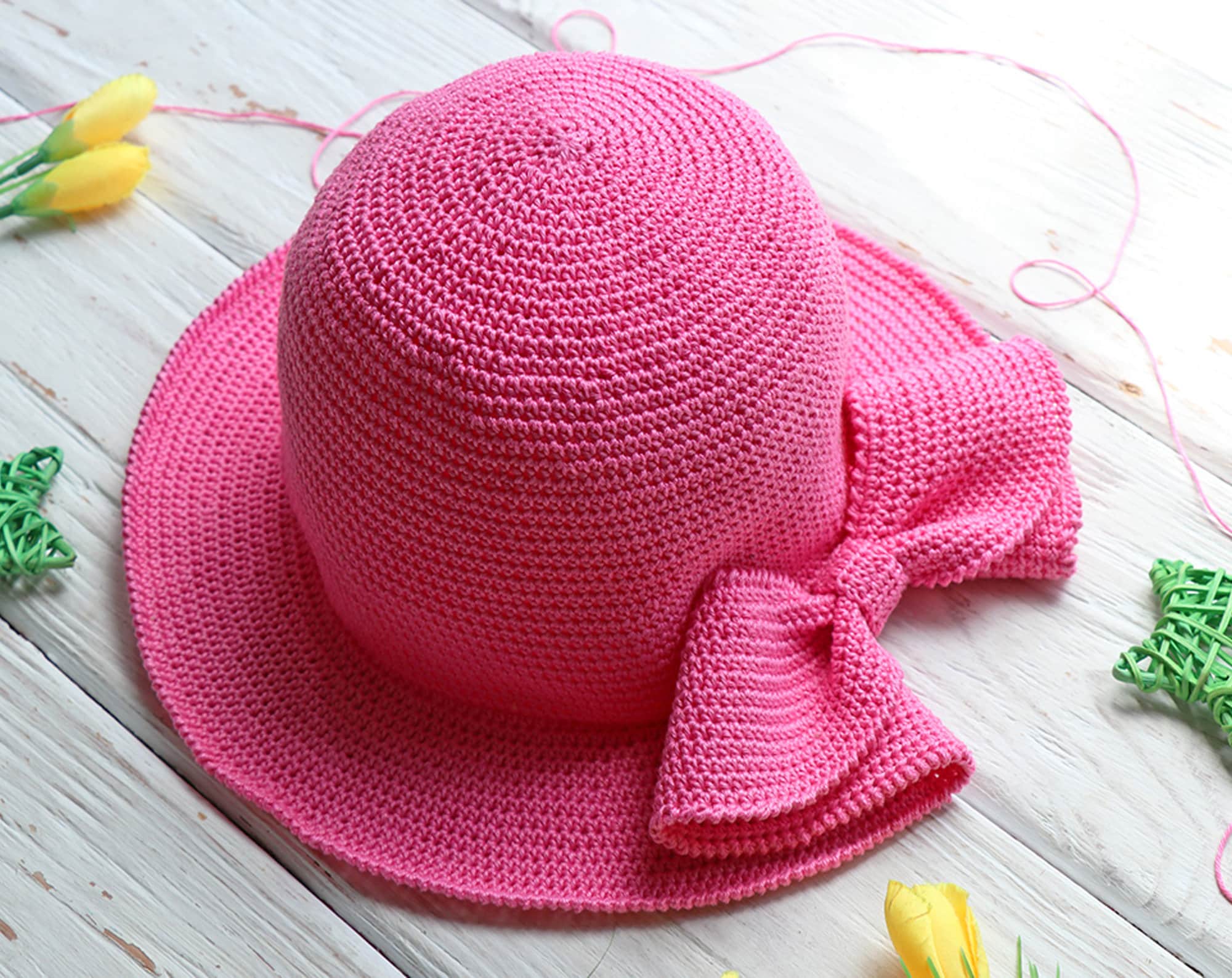 Crochet Bucket Hat PATTERN. Girl's PDF Bow Crochet Bucket Etsy