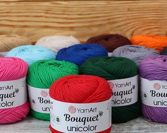 Hilo de algodón YarnArt Bouquet, grosor DK, hipoalergénico para tejer en verano.
