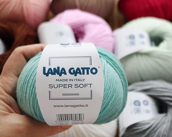 Lana Gatto Super Soft, Merino Wool 15 colors, 1.76 oz / 137 yds, Extrafine Wool Yarn