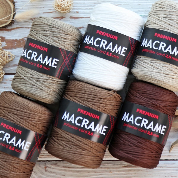 Polyester Macrame Cord  2.5mm, Macrame Yarn Polyester Macrame Rope, Crochet Yarn, Macrame Bag, Macrame Rug, Craft Cord, Single Twisted