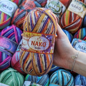 NAKO BOHO, Filato per CALZINI 41 Colori, Filato per Calzini in Lana Merino, Filato per Calzini con Le Dita, Filato per Calzini Superwash, Filato di Lana, Filato per Maglieria, Filato Invernale
