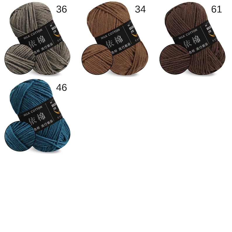 4-ply Milk Cotton Yarn, 40 Colors, DK Acrylic Blend Yarn, Knitting ...