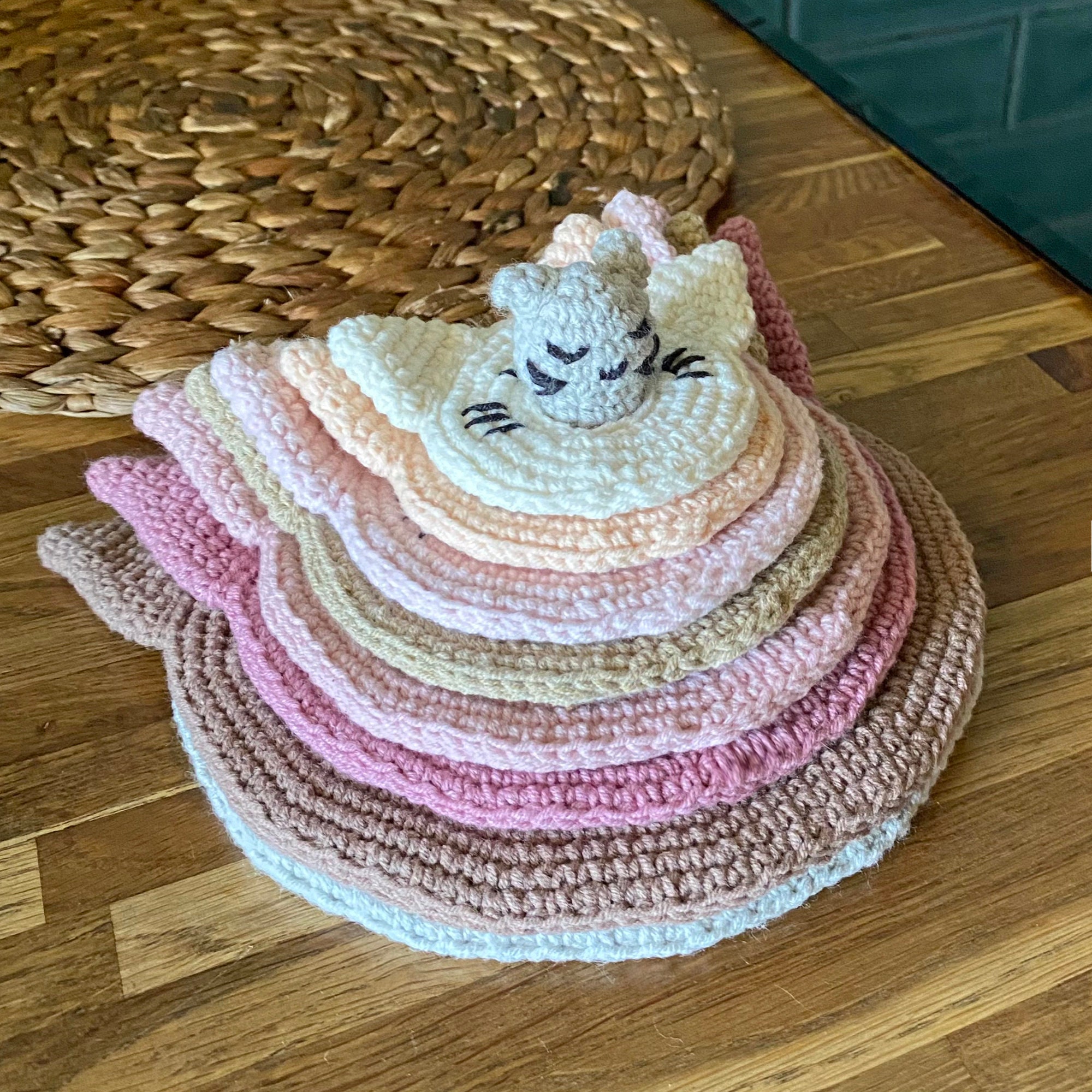 30 Cat Coaster Crochet Patterns for Cat Lovers, Gifts, and Cozy Home Decor 34 Stacking Kitty Coasters Crochet Pattern Set