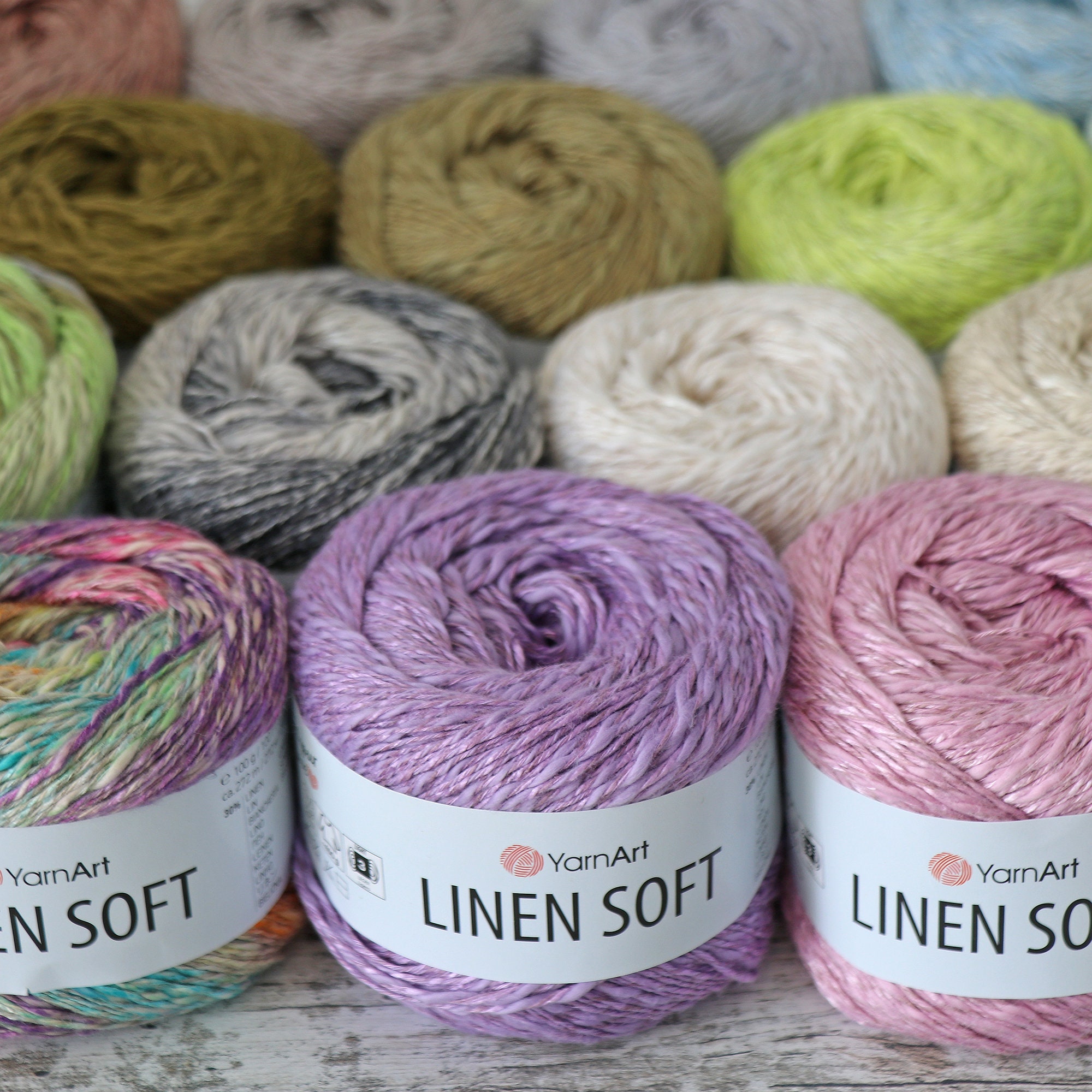 Yarnart Linen Soft, Cotton Blend Yarn, 22 Colors Linen Blend Yarnart Linen Soft, Cotton Blend Yarn, 22 Colors Linen Blend